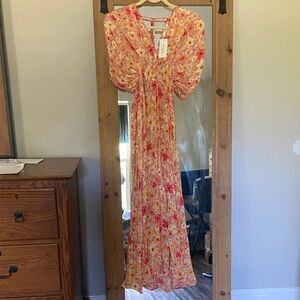 Chic Floral Maxi Dress in Red and Pink